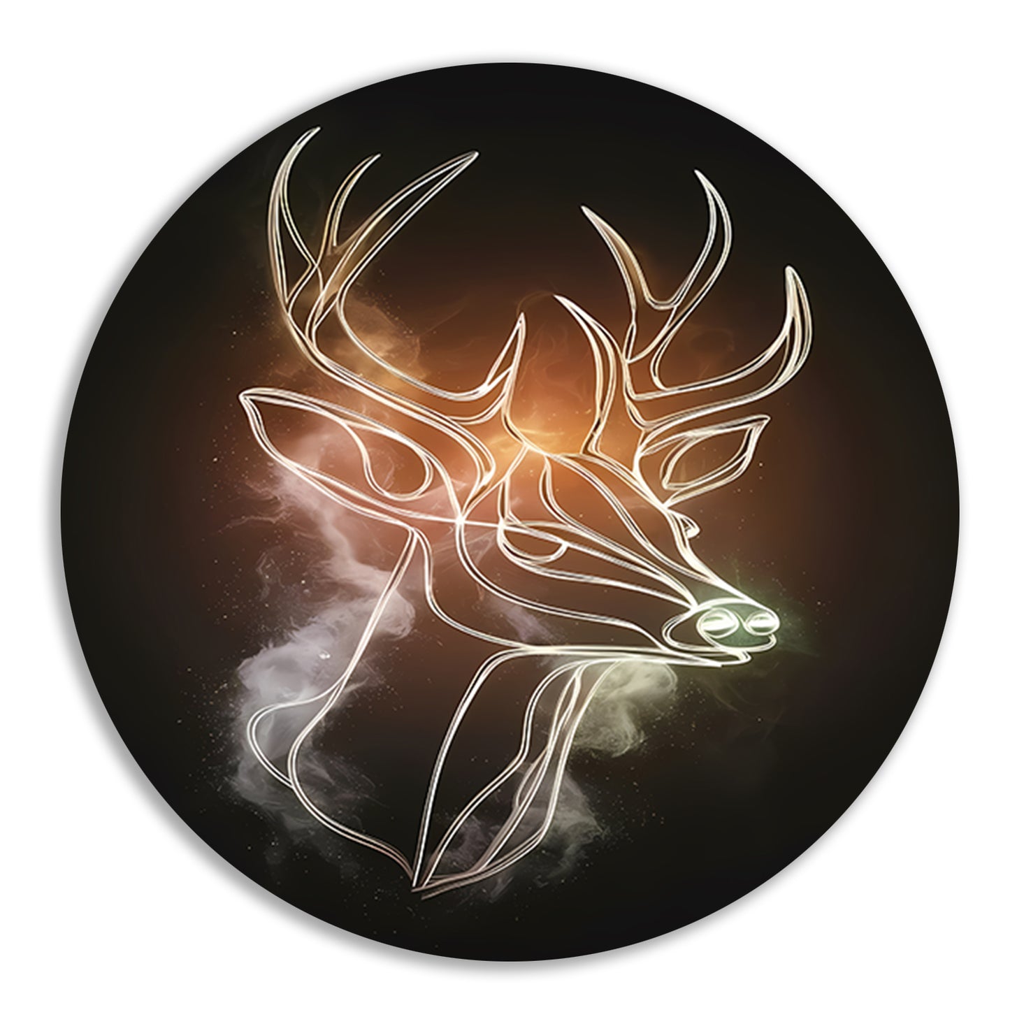 Abstract Hert in Kosmische Gouden Lijnen aluminium muurcirkel