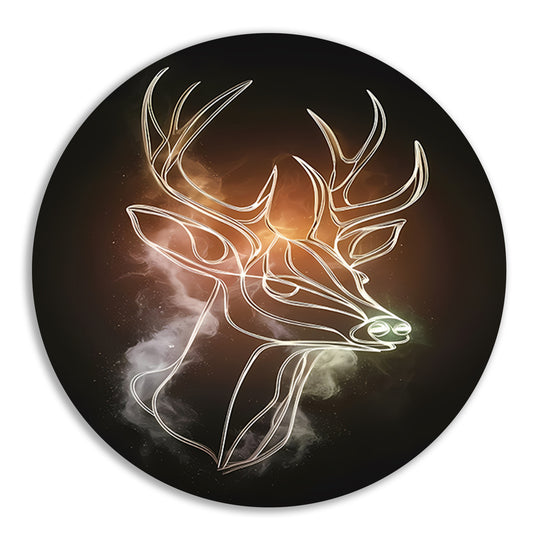 Abstract Hert in Kosmische Gouden Lijnen aluminium muurcirkel