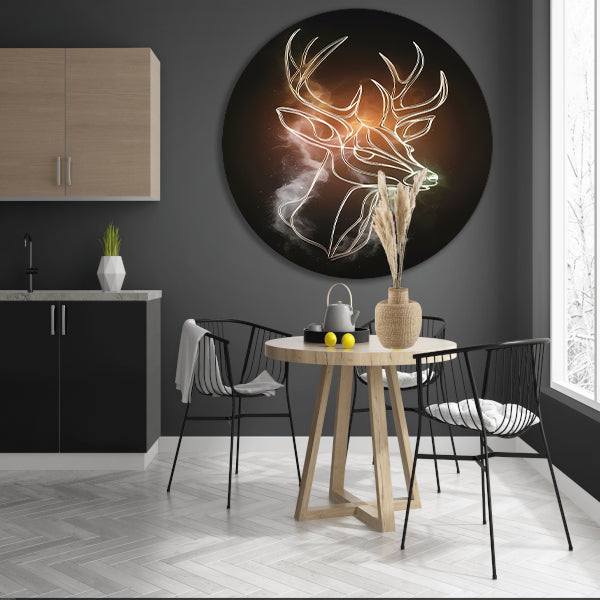 Abstract Hert in Kosmische Gouden Lijnen aluminium muurcirkel