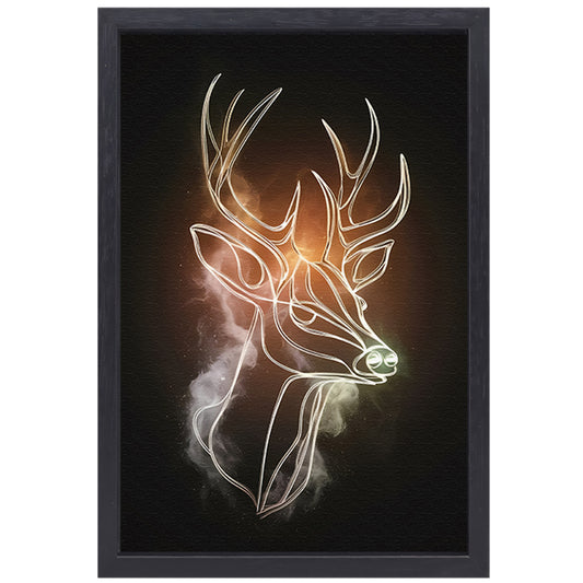 Abstract Hert in Kosmische Gouden Lijnen canvas met baklijst