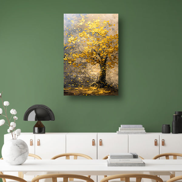 Boom met gouden bladeren in abstracte stijl acrylglas