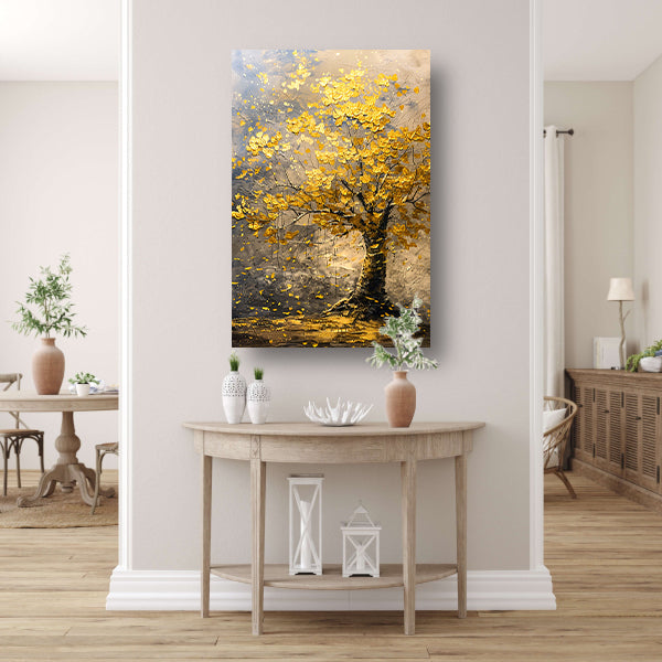 Boom met gouden bladeren in abstracte stijl acrylglas
