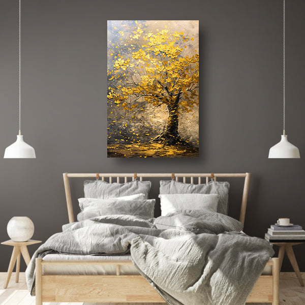 Boom met gouden bladeren in abstracte stijl canvas