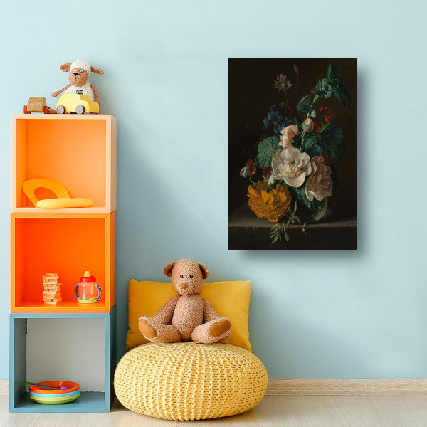 Bloemenstilleven met stokroos en goudsbloem - Jan van Huysum canvas