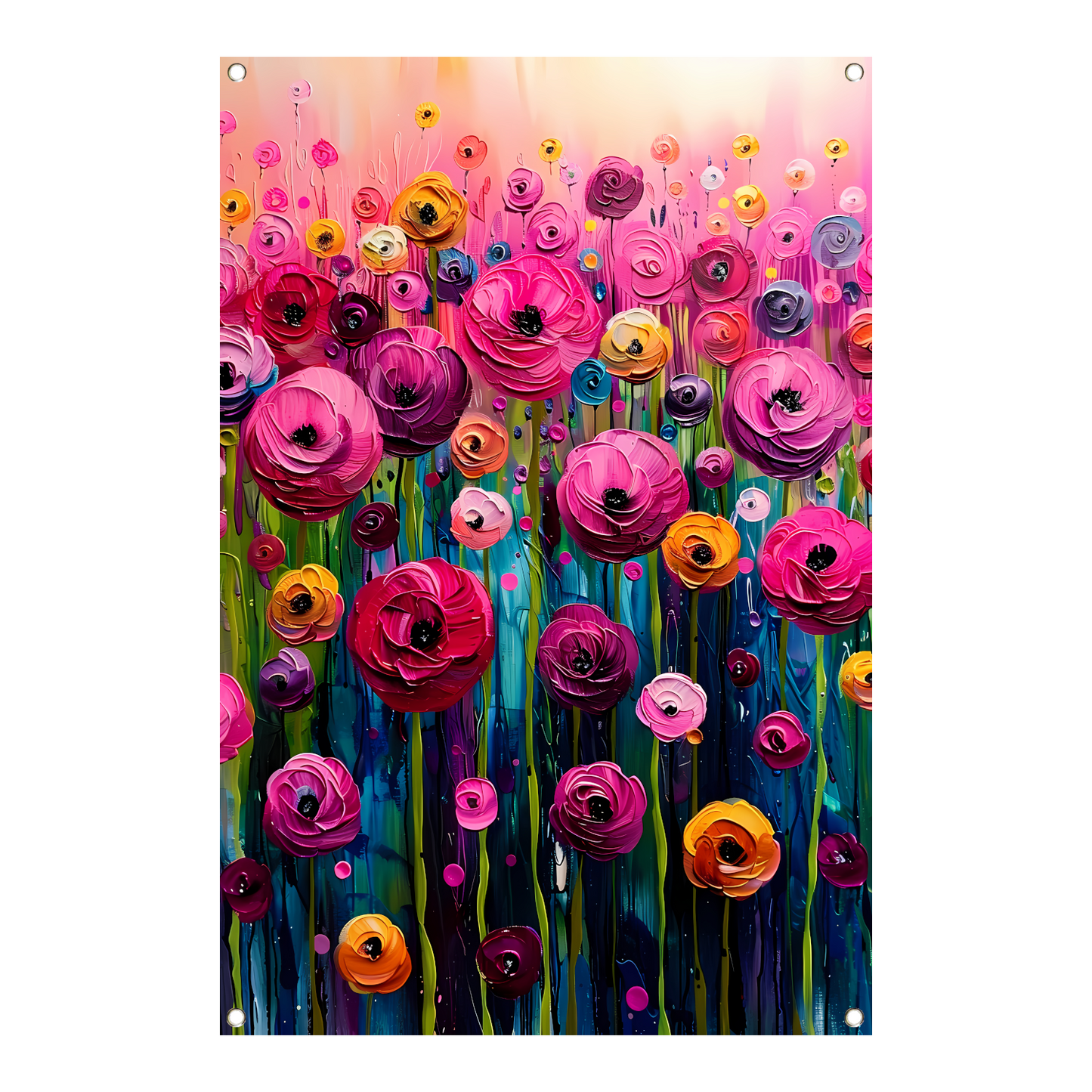 Levendige abstracte bloemenpracht in kleur tuinposter