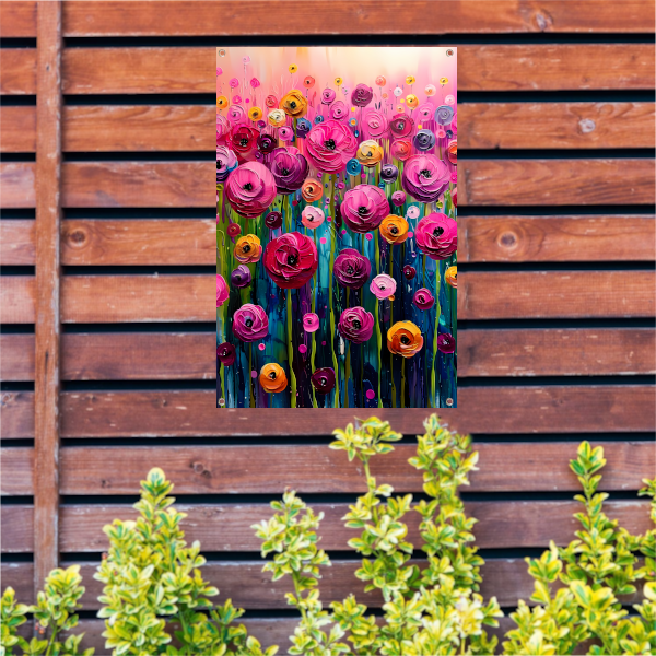 Levendige abstracte bloemenpracht in kleur tuinposter