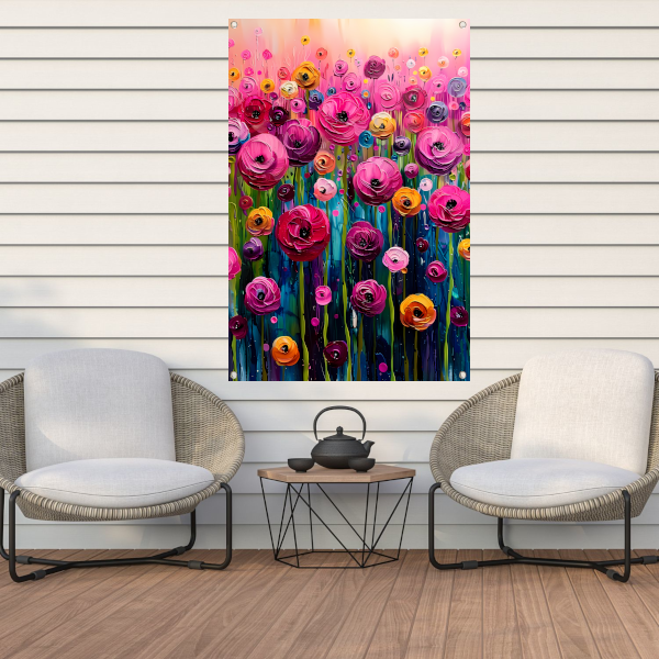 Levendige abstracte bloemenpracht in kleur tuinposter