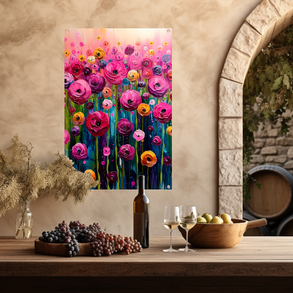 Levendige abstracte bloemenpracht in kleur tuinposter