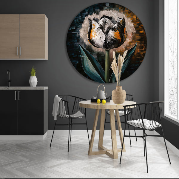 Abstracte Weergave van een Kleurrijke Tulp aluminium muurcirkel