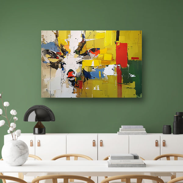Kleurrijk abstract schilderij van een hert poster