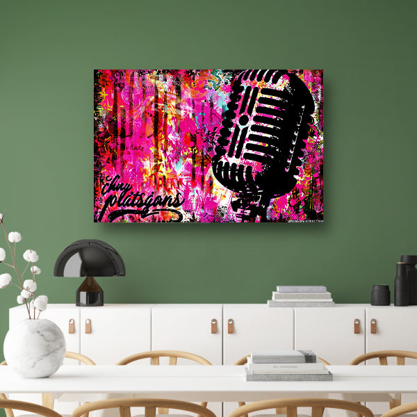 Kleurrijke Microfoon in Graffiti Stijl acrylglas