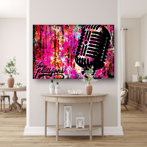 Kleurrijke Microfoon in Graffiti Stijl acrylglas