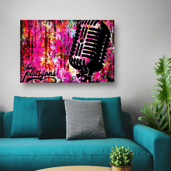 Kleurrijke Microfoon in Graffiti Stijl acrylglas