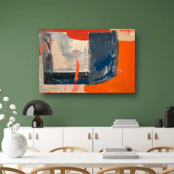 Abstracte Vierkanten Compositie canvas met baklijst