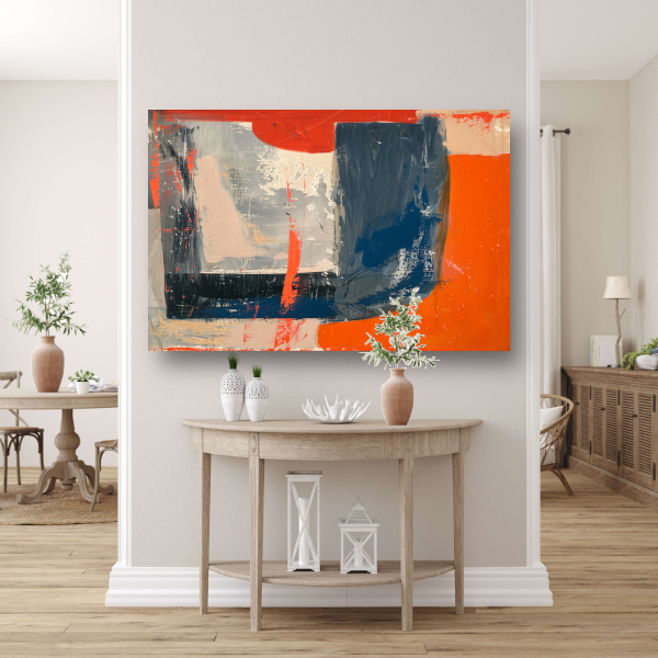Abstracte Vierkanten Compositie canvas met baklijst