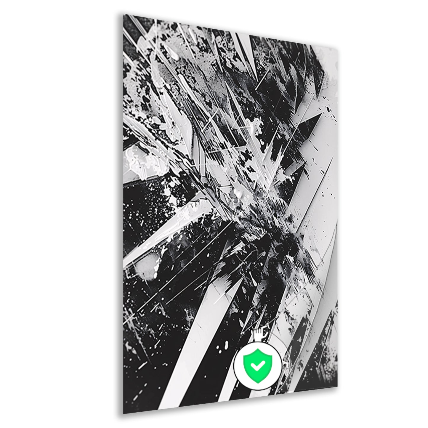 Dynamisch abstract zwart-wit ontwerp met scherpe lijnen poster