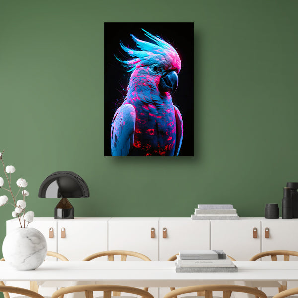 Digitale kunst van futuristische neon papegaai canvas