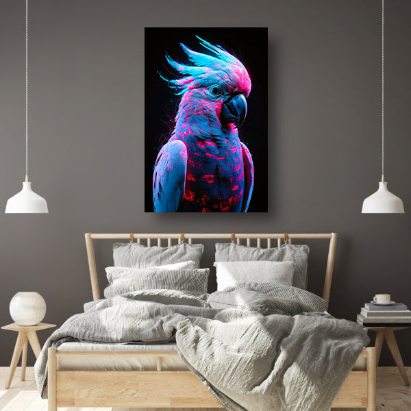 Digitale kunst van futuristische neon papegaai canvas
