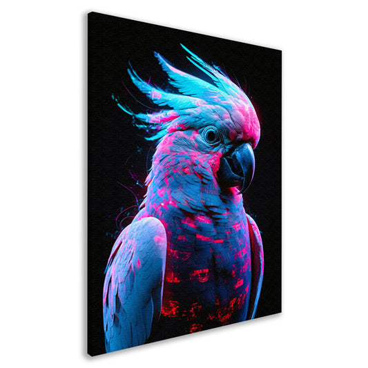 Digitale kunst van futuristische neon papegaai canvas