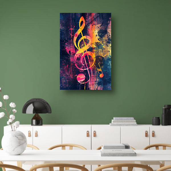 Abstract G-sleutel in Kleurrijk chaos poster