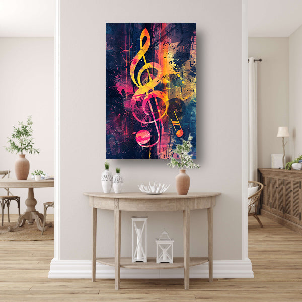 Abstract G-sleutel in Kleurrijk chaos poster