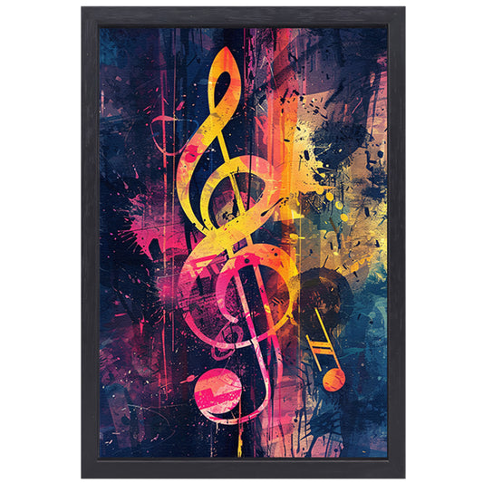 Abstract G-sleutel in Kleurrijk chaos canvas met baklijst
