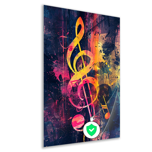 Abstract G-sleutel in Kleurrijk chaos poster