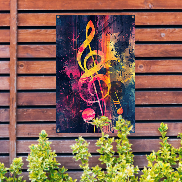 Abstract G-sleutel in Kleurrijk chaos tuinposter