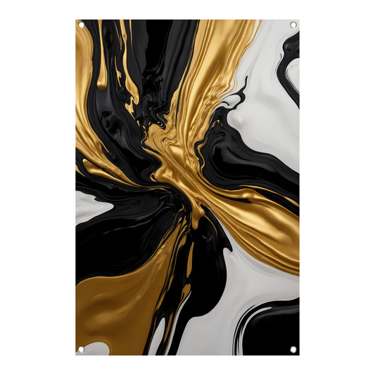 Dynamisch Zwart, Wit en Gouden Abstract Ontwerp tuinposter
