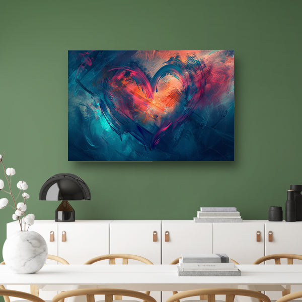 Rood Hart op Blauw canvas