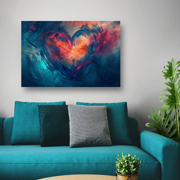 Rood Hart op Blauw canvas