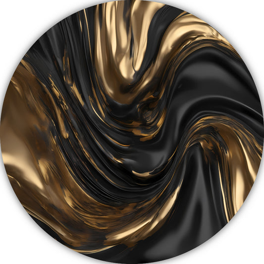 Dynamische Zwarte en Gouden Abstractie aluminium muurcirkel