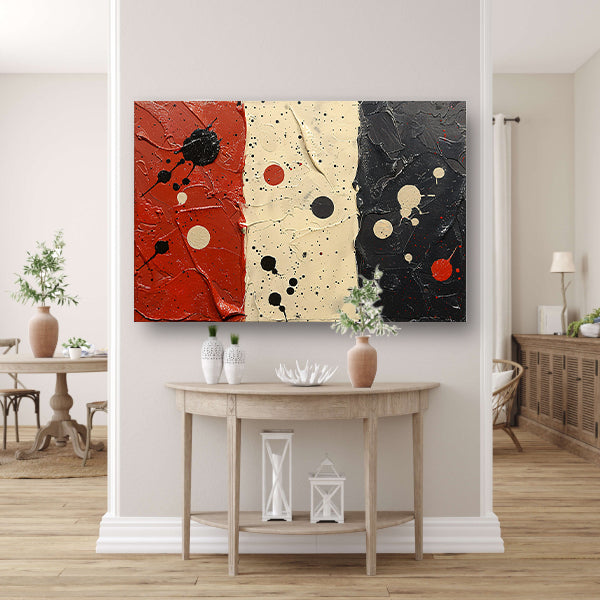 Abstract compositie rood wit zwart canvas