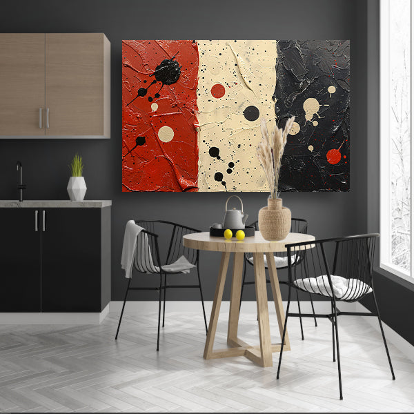 Abstract compositie rood wit zwart canvas