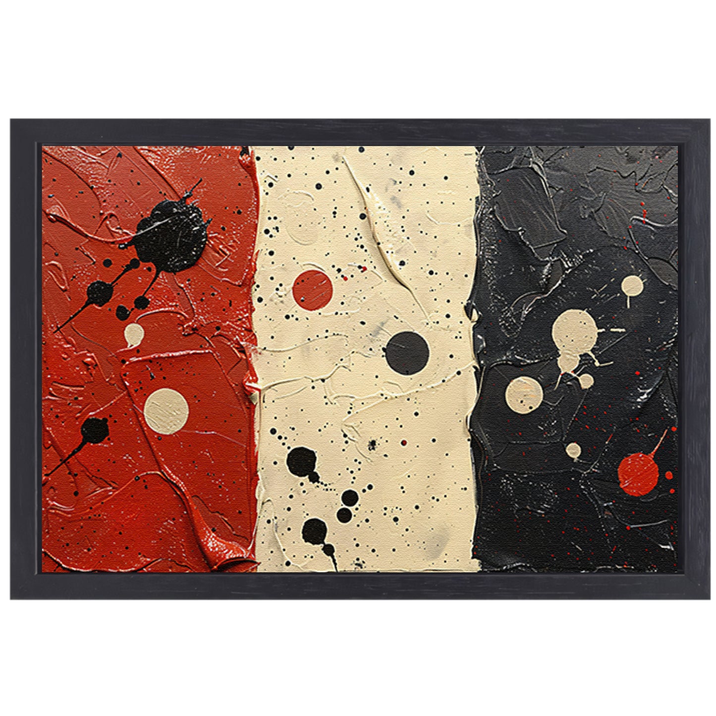 Abstract compositie rood wit zwart canvas met baklijst