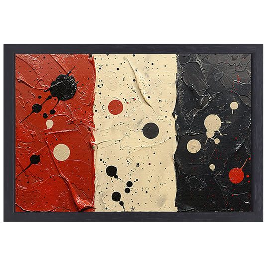 Abstract compositie rood wit zwart canvas met baklijst