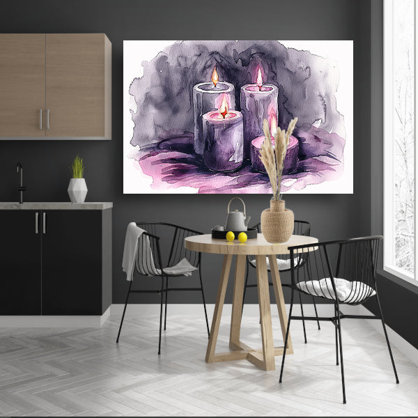 Abstracte aquarel schilderij van kaarsen poster