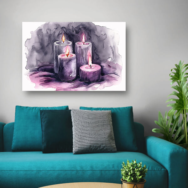Abstracte aquarel schilderij van kaarsen poster
