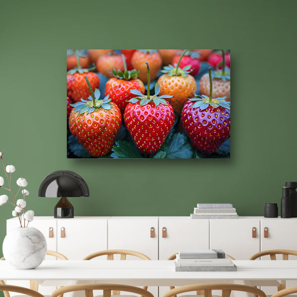 Rijpe Aardbeien op Houten Tafelblad canvas