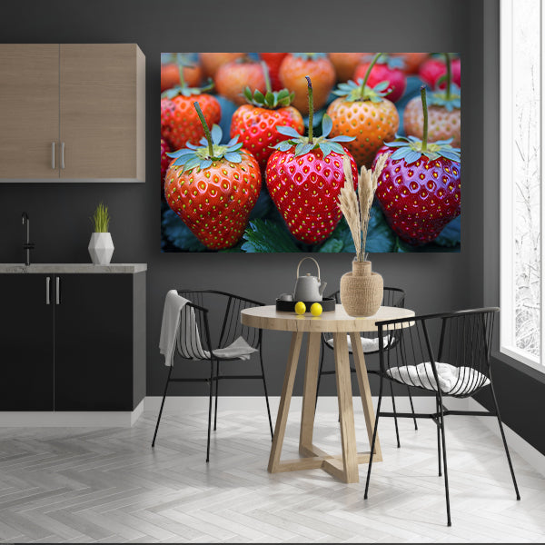 Rijpe Aardbeien op Houten Tafelblad canvas