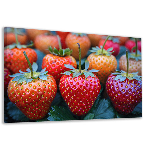 Rijpe Aardbeien op Houten Tafelblad canvas