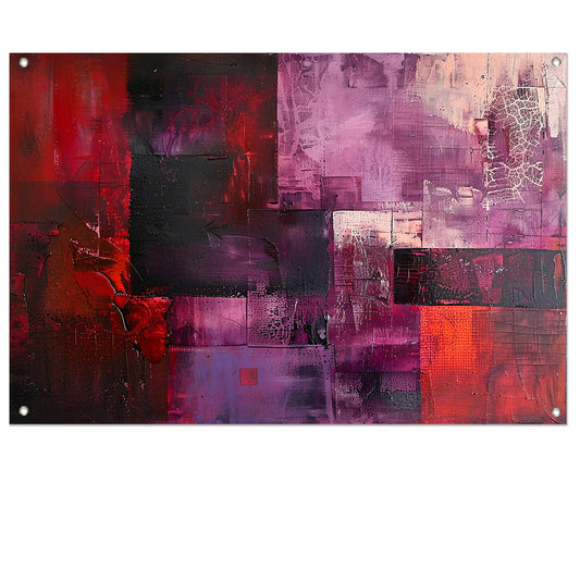 Abstracte diepte in rode en paarse tinten tuinposter