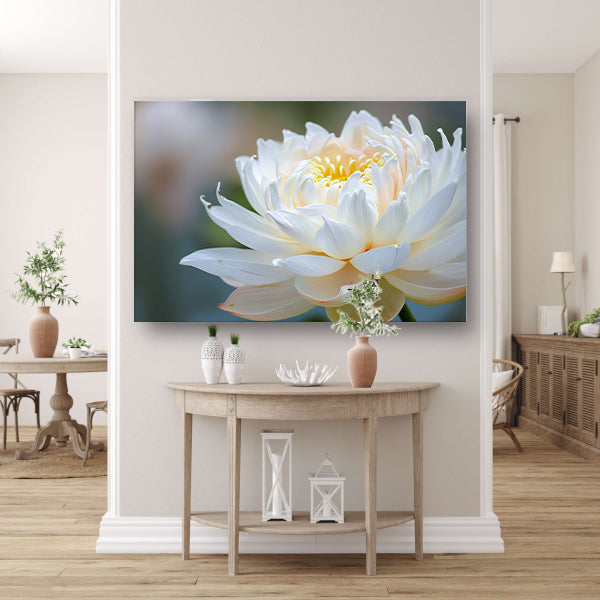 Elegante close-up van bloeiende witte lotus acrylglas