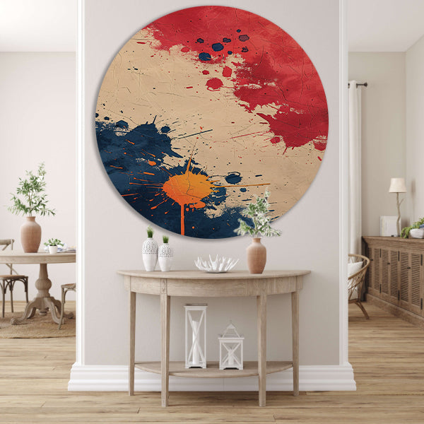 Abstract Expressie met Levendige Verfspatten forex muurcirkel