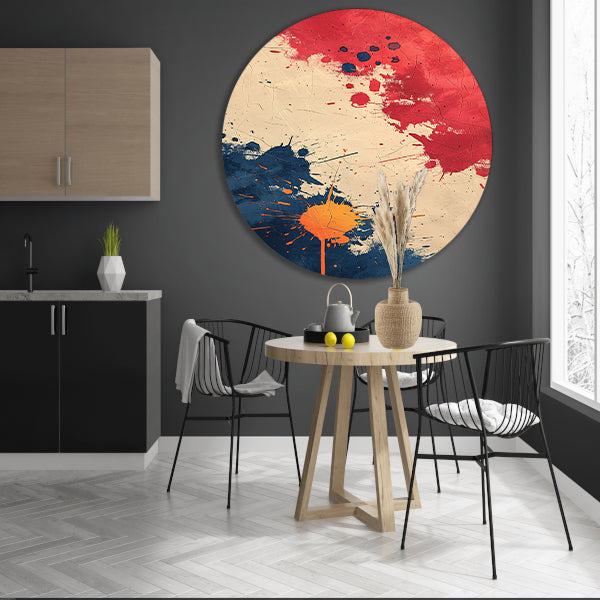 Abstract Expressie met Levendige Verfspatten forex muurcirkel