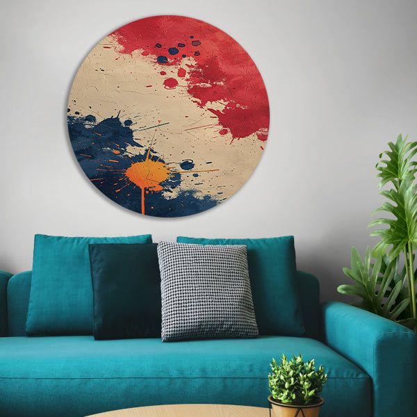 Abstract Expressie met Levendige Verfspatten forex muurcirkel