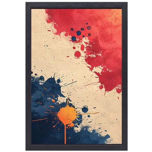 Abstract Expressie met Levendige Verfspatten canvas met baklijst