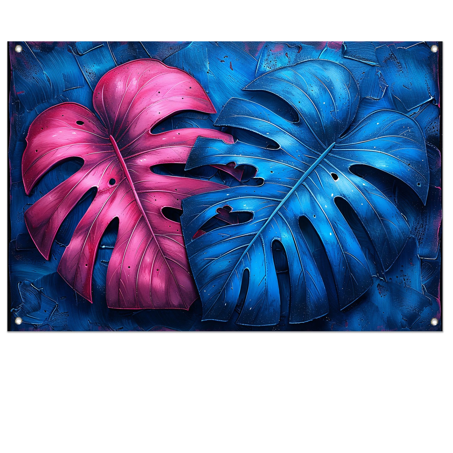 Abstract bladeren in roze en blauw tuinposter