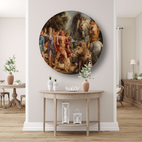 De Calydonische jacht op zwijnen - Peter Paul Rubens aluminium muurcirkel