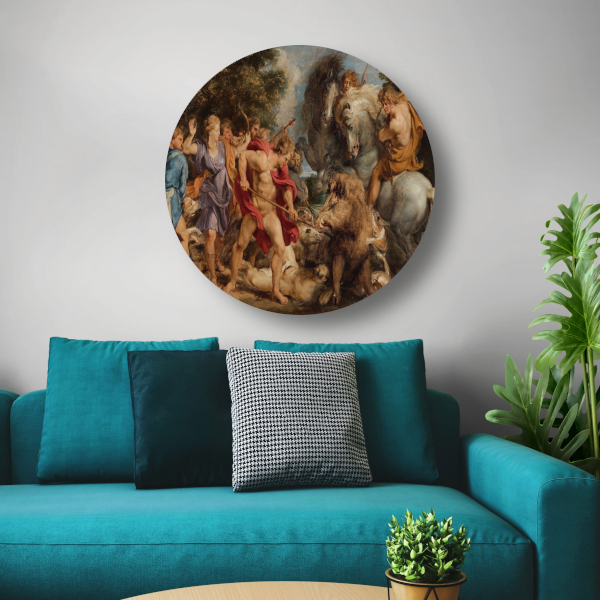 De Calydonische jacht op zwijnen - Peter Paul Rubens aluminium muurcirkel
